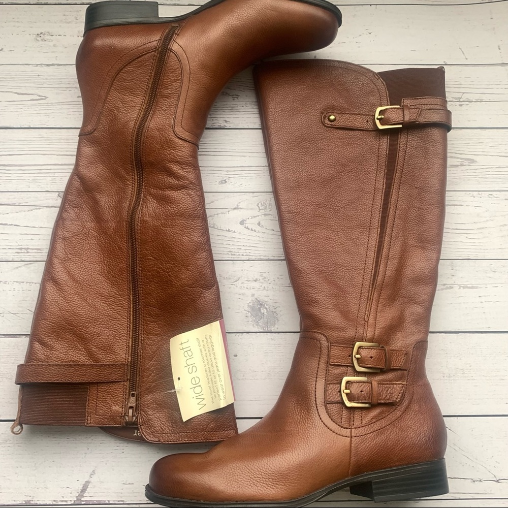 NATURALIZER Johanna Wide Calf Riding Boots in Brown Size 8.5